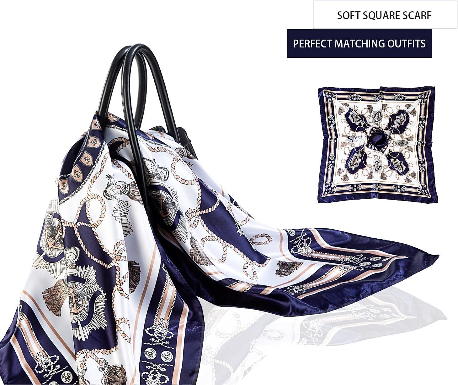 image:imagePAGE ONE 35x35 Silky Neck Scarf Womens Fashion Pattern Large Square Neck Scarf3pack FLWA