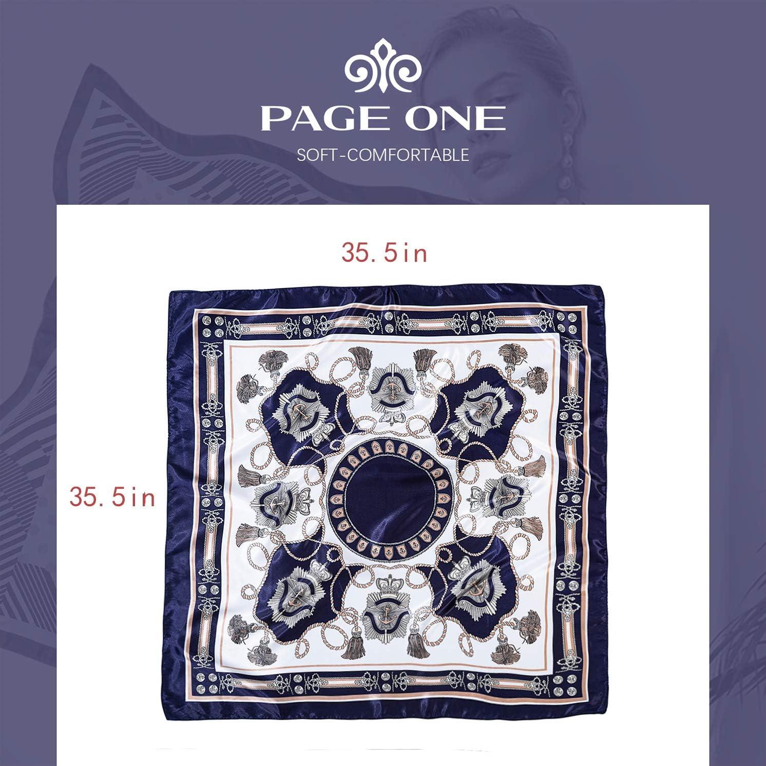 image:imagePAGE ONE 35x35 Silky Neck Scarf Womens Fashion Pattern Large Square Neck Scarf3pack FLWA