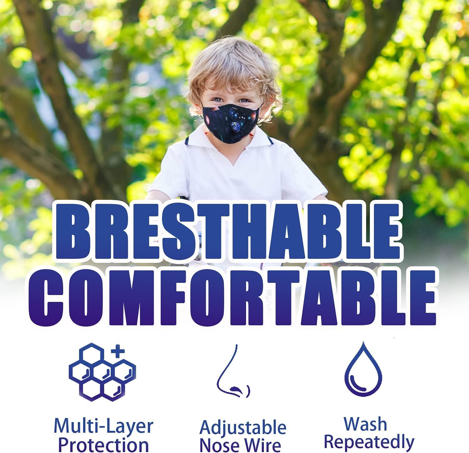 image:imagePAGE ONE Kids Face Masks Washable Reusable Cute Funny Boys Girls Cloth Face Mask with Adjustable Earloops6PC