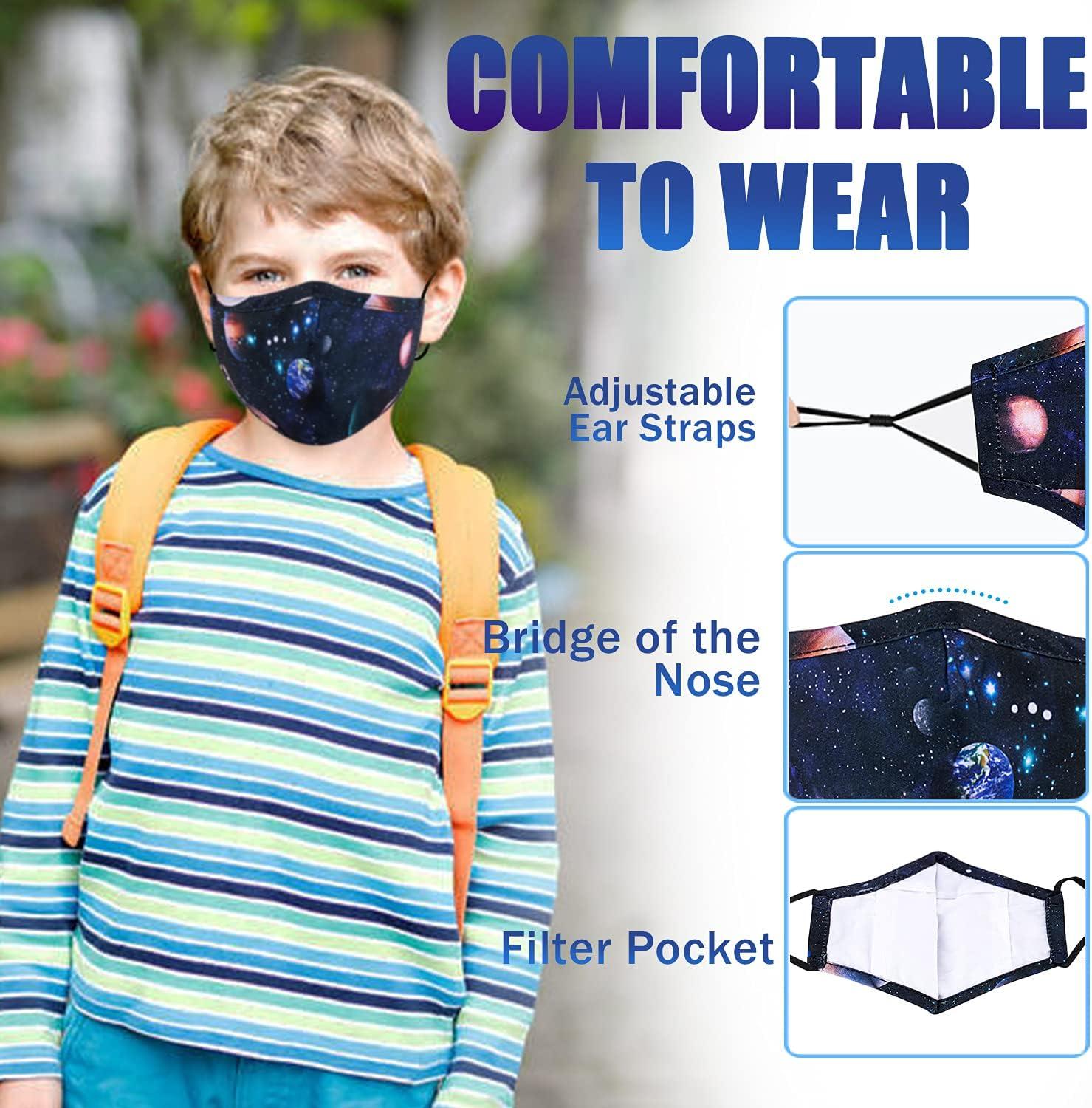 image:imagePAGE ONE Kids Face Masks Washable Reusable Cute Funny Boys Girls Cloth Face Mask with Adjustable Earloops6PC