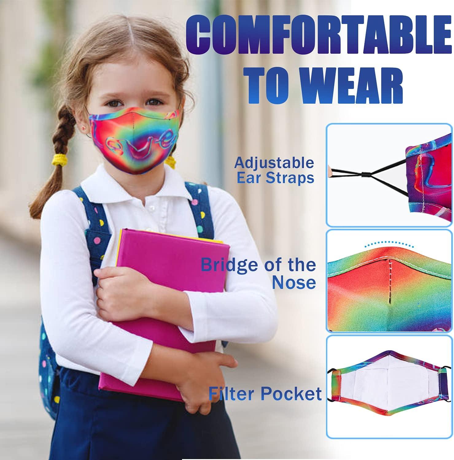 image:imagePAGE ONE Kids Face Masks Washable Reusable Cute Funny Boys Girls Colored Cloth Face Mask with Adjustable Earloops6PC