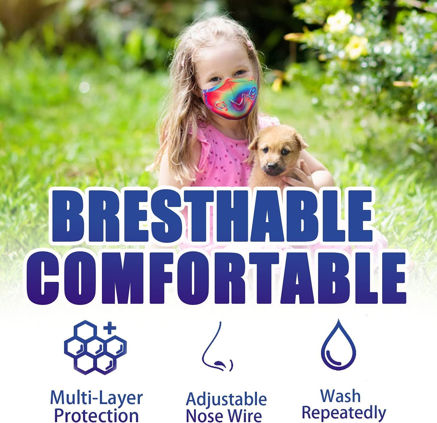 image:imagePAGE ONE Kids Face Masks Washable Reusable Cute Funny Boys Girls Colored Cloth Face Mask with Adjustable Earloops6PC