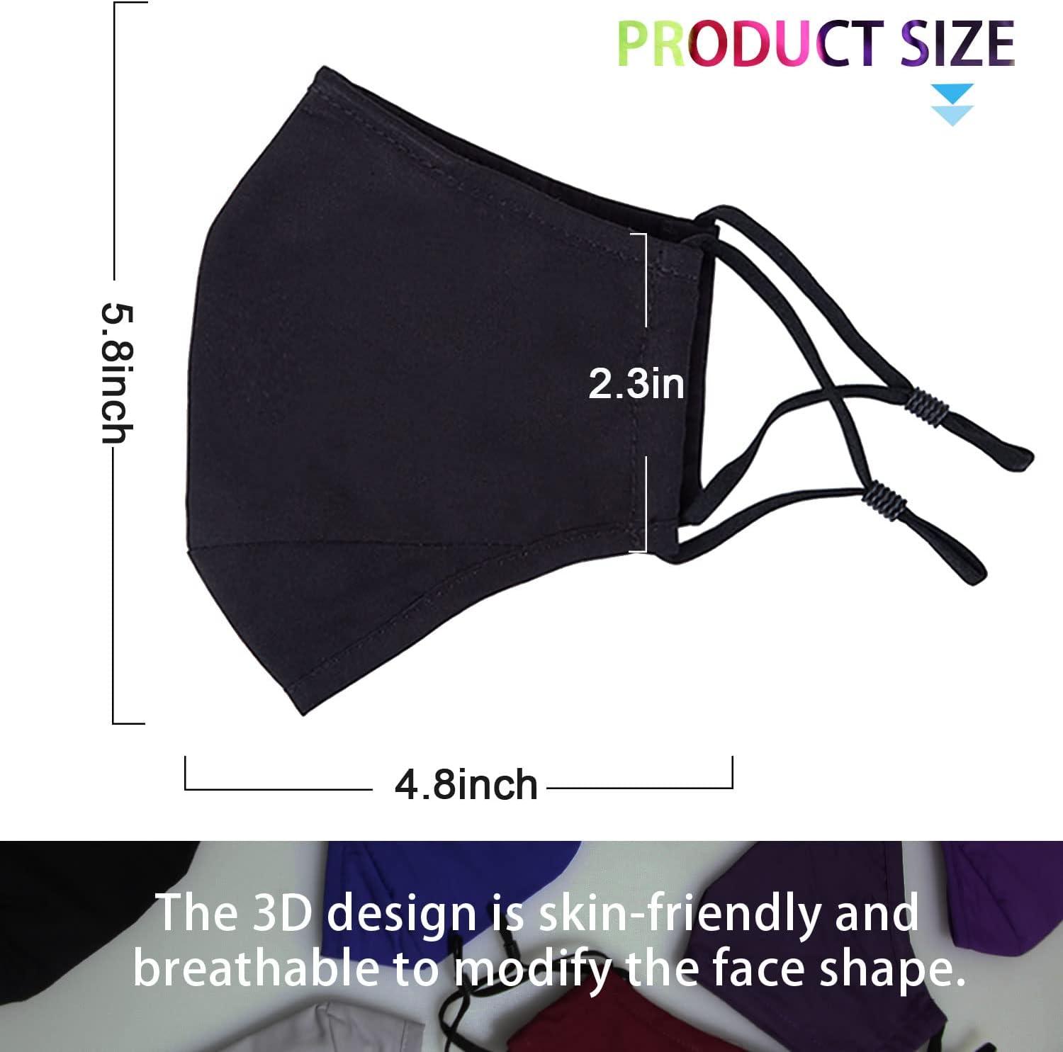 image:imagePAGE ONE Reusable Cloth Face Masks Washable Adjustable Breathable Cotton Face Mask for Women Men6PC blackBlack Navy Gray Wine Red Purple Khaki