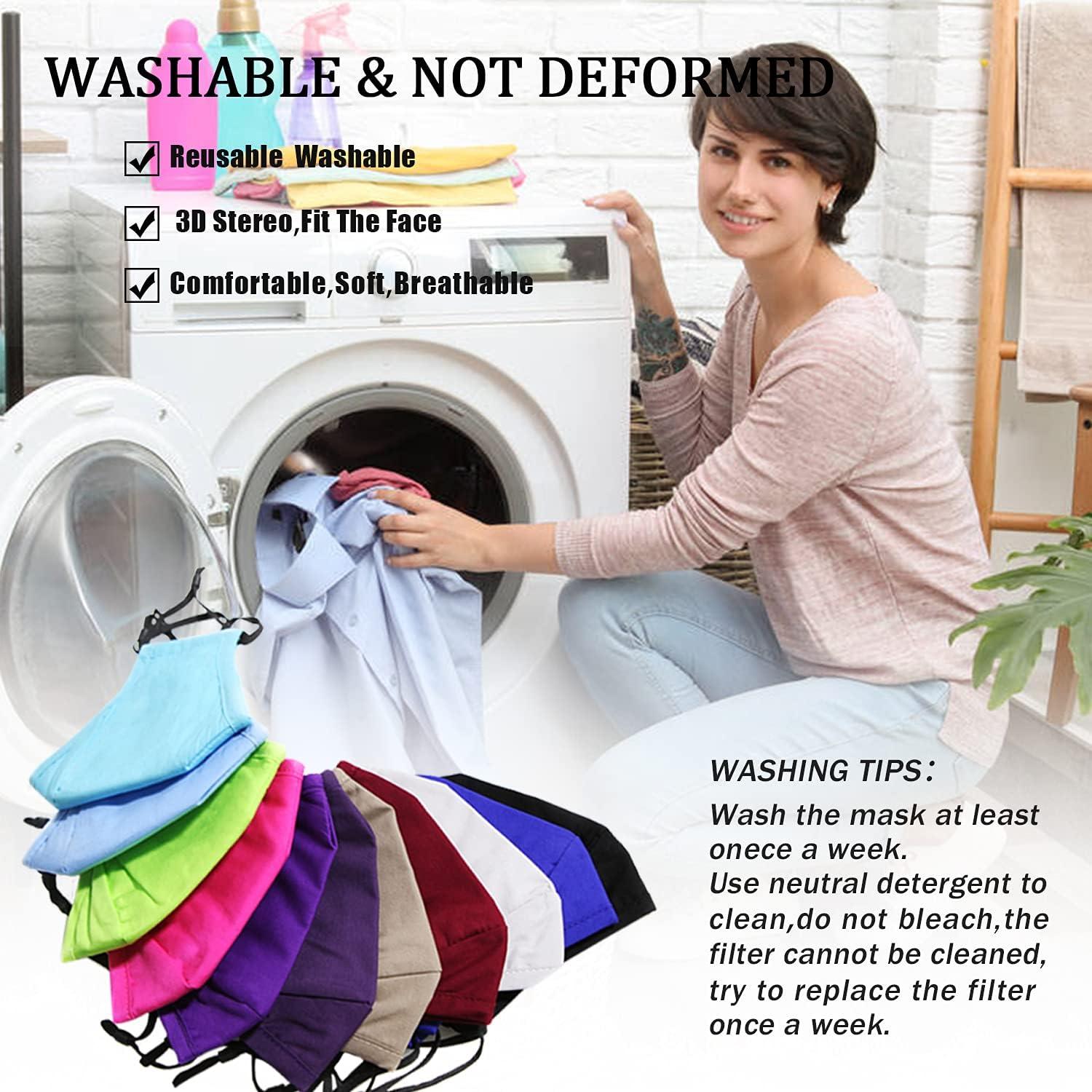 image:imagePAGE ONE Reusable Cloth Face Masks Washable Adjustable Breathable Cotton Face Mask for Women Men6PC blackBlack Navy Gray Wine Red Purple Khaki