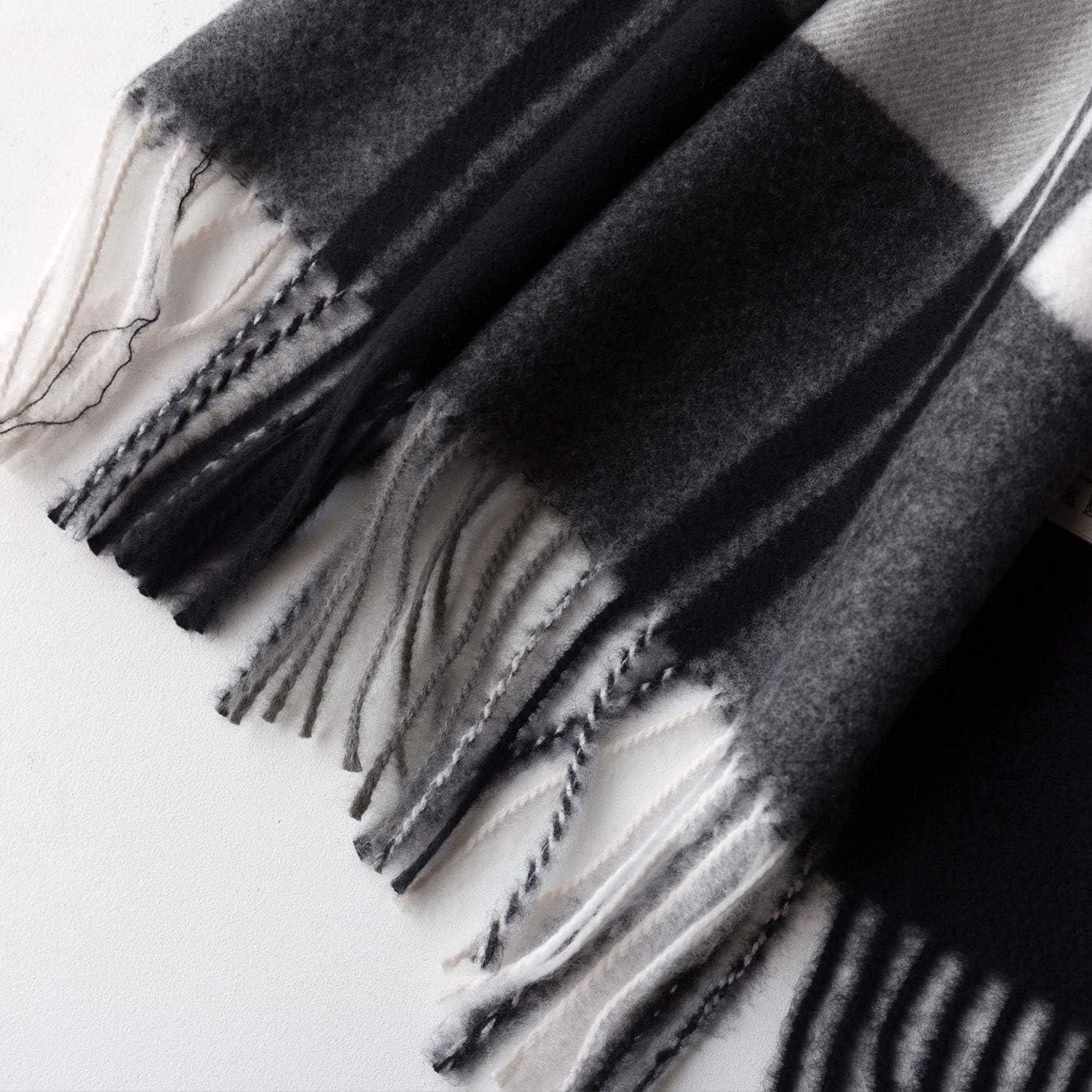 image:imagePAGE ONE Winter Womens big size Plaid Pashmina Scarfsoft warm Cashmere Shawl Scarfs for WomenBlack and white plaid