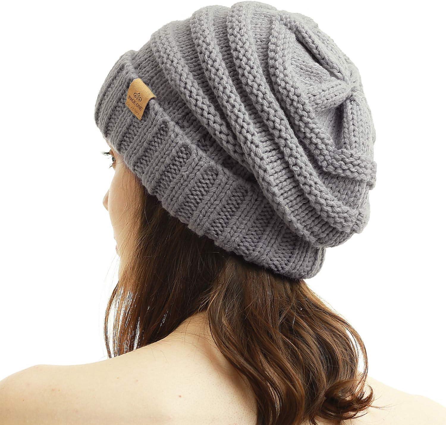 image:imagePAGE ONE Womens Winter Beanie Warm Cable Knit Hat Style Stretch Trendy Ribbed Chunky CapLight Gray