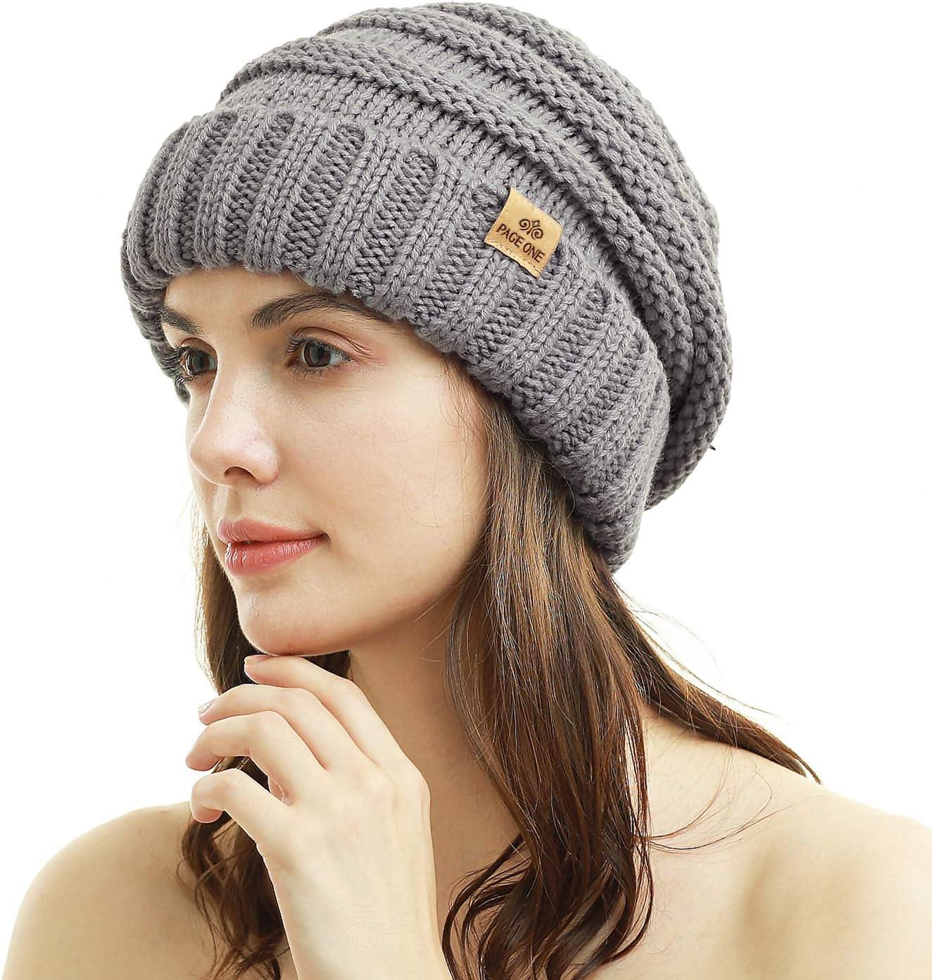 image:imagePAGE ONE Womens Winter Beanie Warm Cable Knit Hat Style Stretch Trendy Ribbed Chunky CapLight Gray