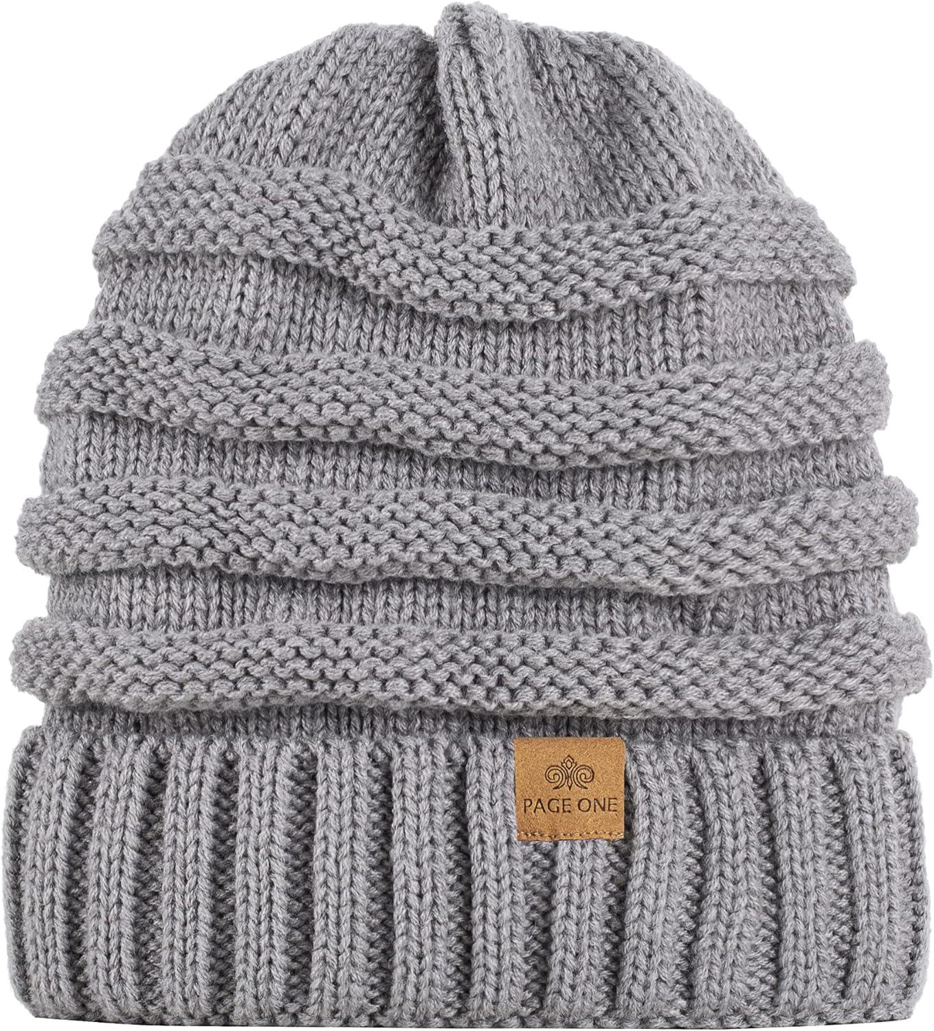 image:imagePAGE ONE Womens Winter Beanie Warm Cable Knit Hat Style Stretch Trendy Ribbed Chunky CapLight Gray