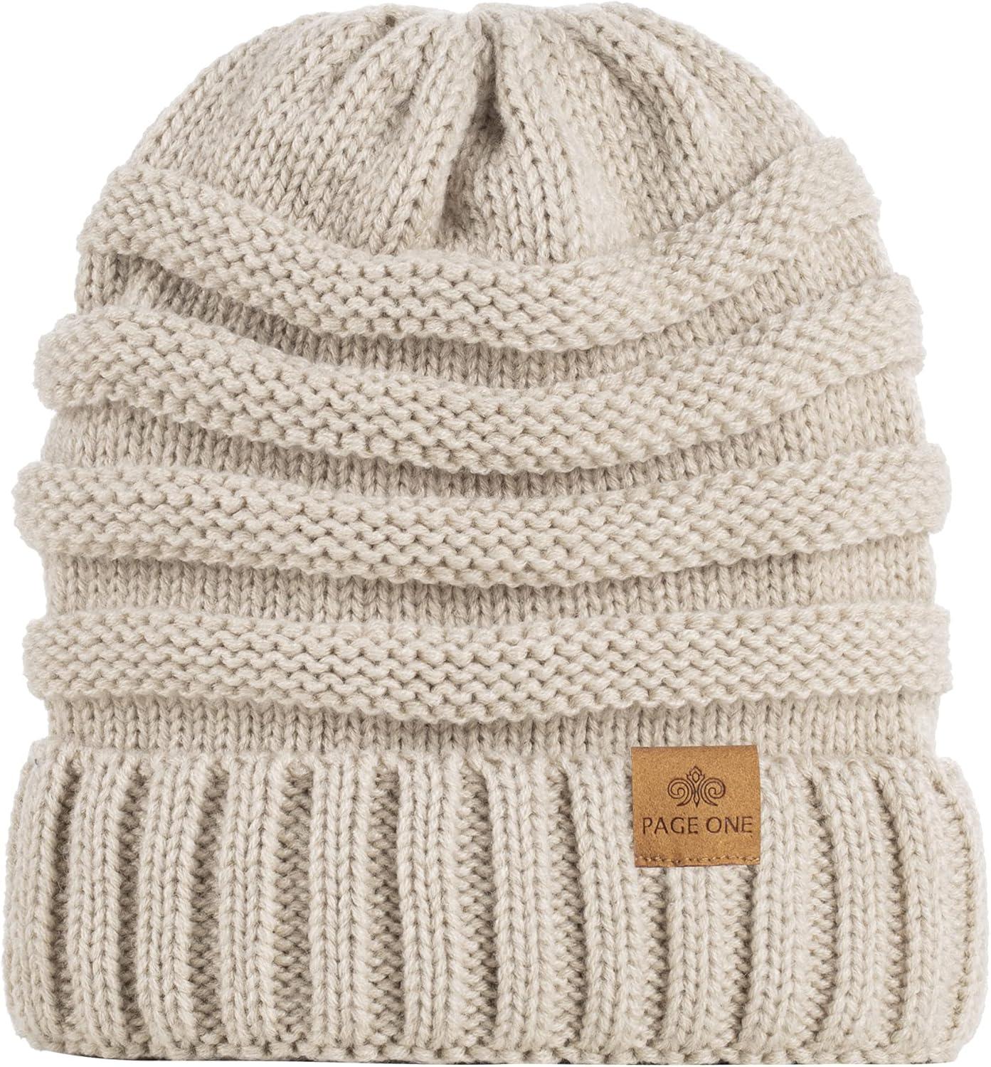 image:imagePAGE ONE Womens Winter Beanie Warm Cable Knit Hat Style Stretch Trendy Ribbed Chunky CapOatmeal