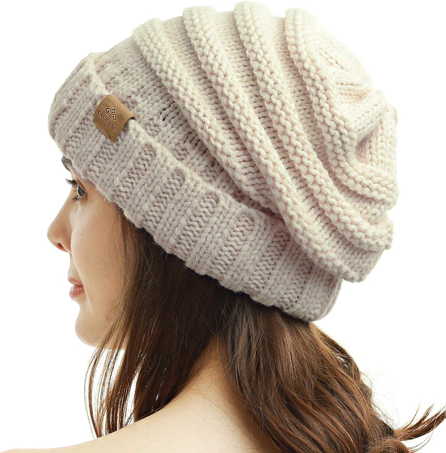 image:imagePAGE ONE Womens Winter Beanie Warm Cable Knit Hat Style Stretch Trendy Ribbed Chunky CapOatmeal