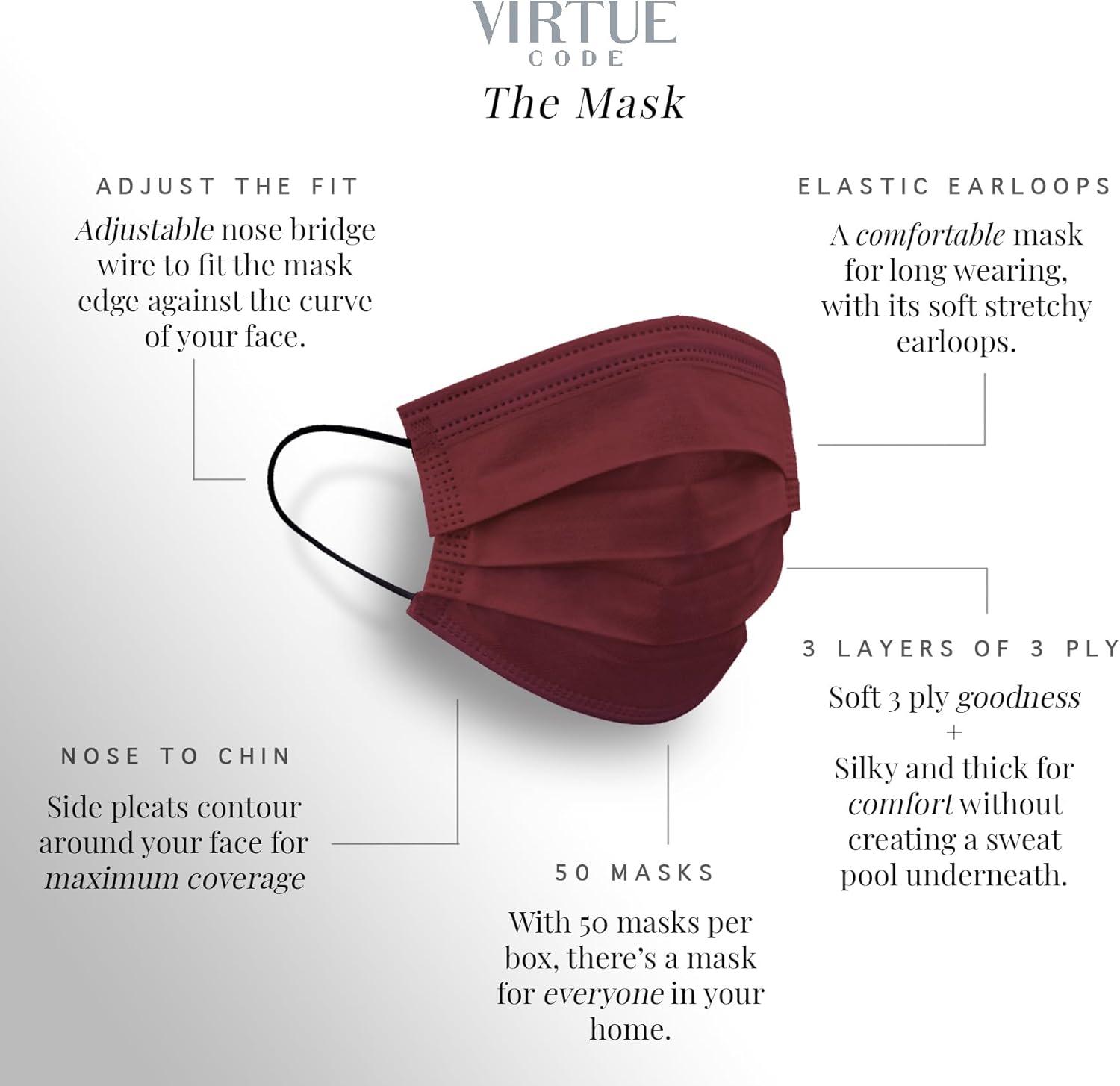 image:imageVIRTUE CODE Balance Face Masks Soft 3 Ply Comfort Disposable Face MasksEarth Tones