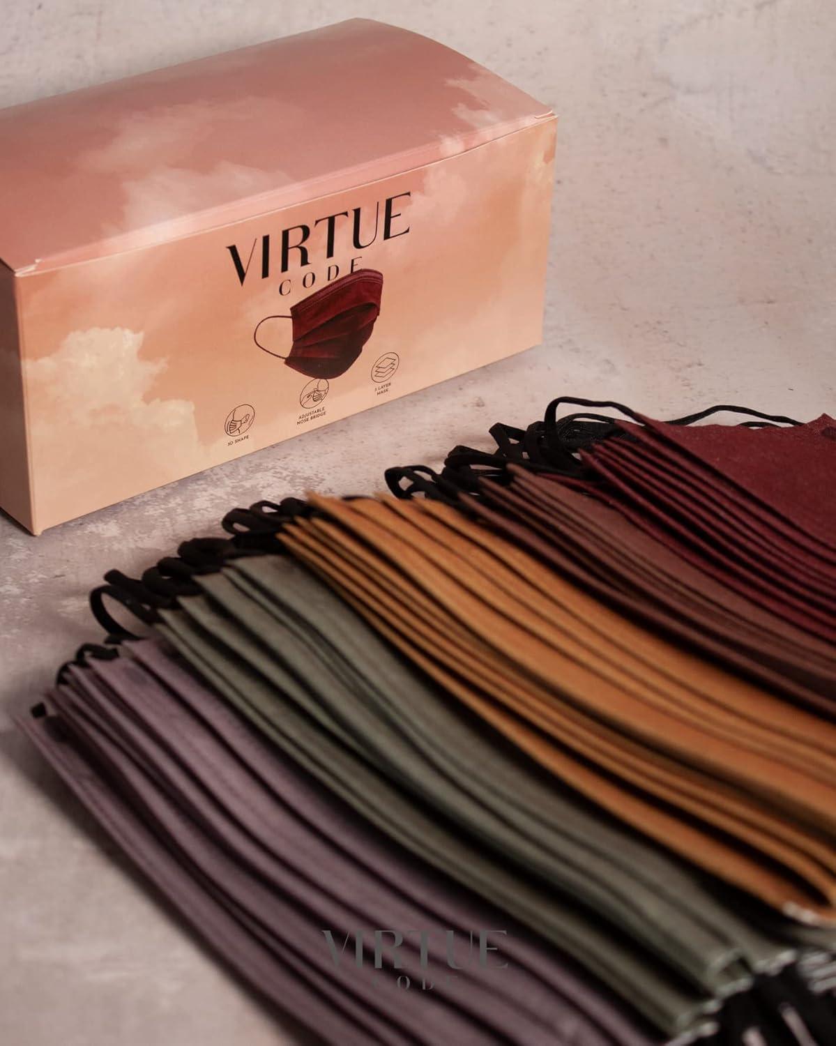 image:imageVIRTUE CODE Balance Face Masks Soft 3 Ply Comfort Disposable Face MasksEarth Tones