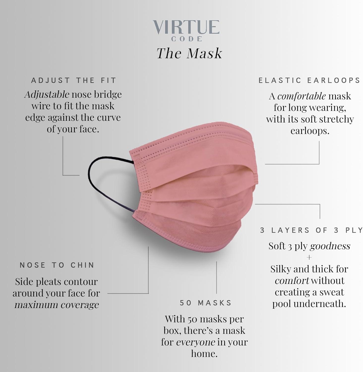 image:imageVIRTUE CODE Balance Face Masks Soft 3 Ply Comfort Disposable Face MasksLatte Love