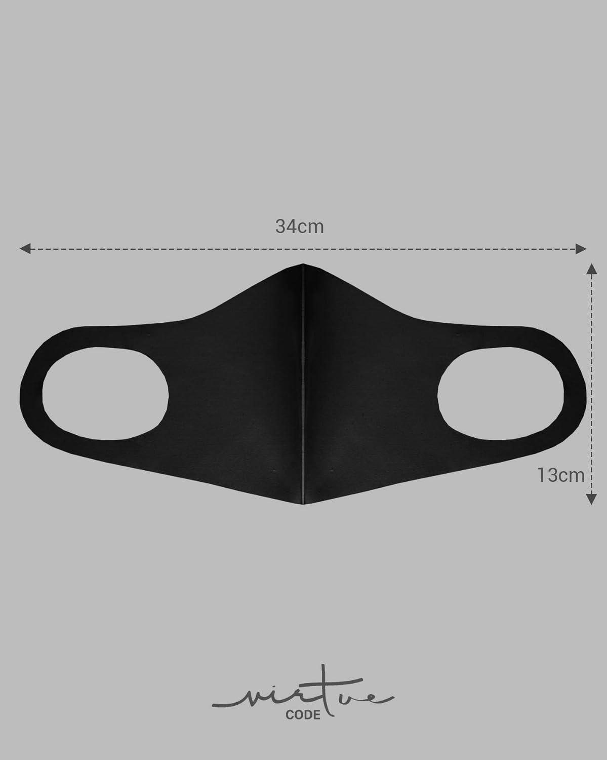 image:imageVIRTUE CODE Grayscale Cloth Face Mask for Adults Pack 3 Loungewear Masks Washable Fabric Face Mask ReusableBlack