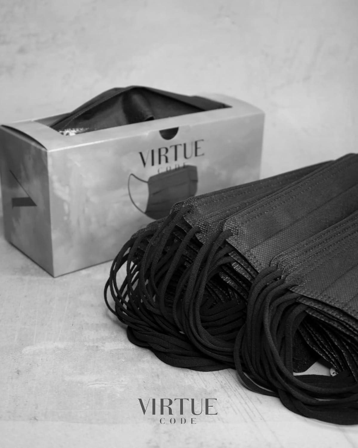 image:imageVIRTUE CODE On The Go Curved Face Masks Soft 3 Ply Comfort 50 Disposable Face MasksBlack