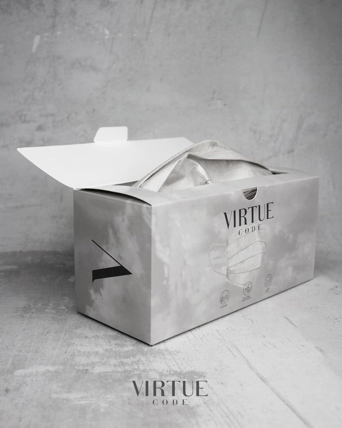 image:imageVIRTUE CODE On The Go Curved Face Masks Soft 3 Ply Comfort 50 Disposable Face MasksGrey