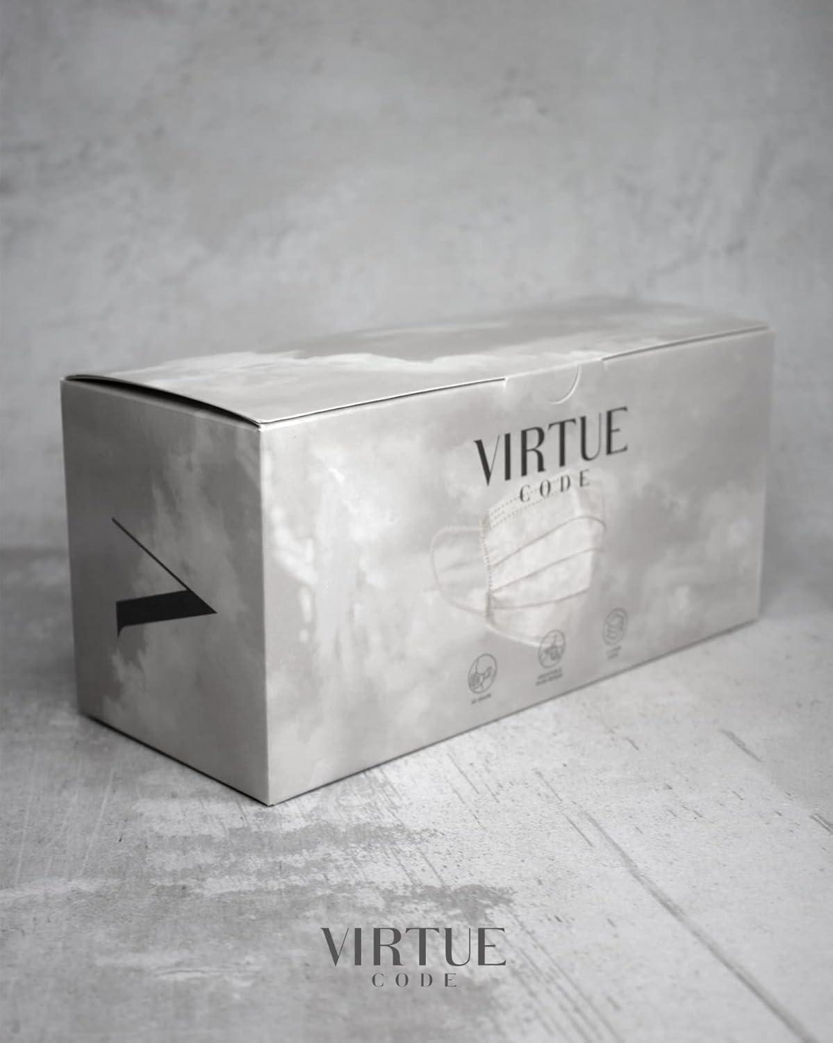 image:imageVIRTUE CODE On The Go Curved Face Masks Soft 3 Ply Comfort 50 Disposable Face MasksGrey