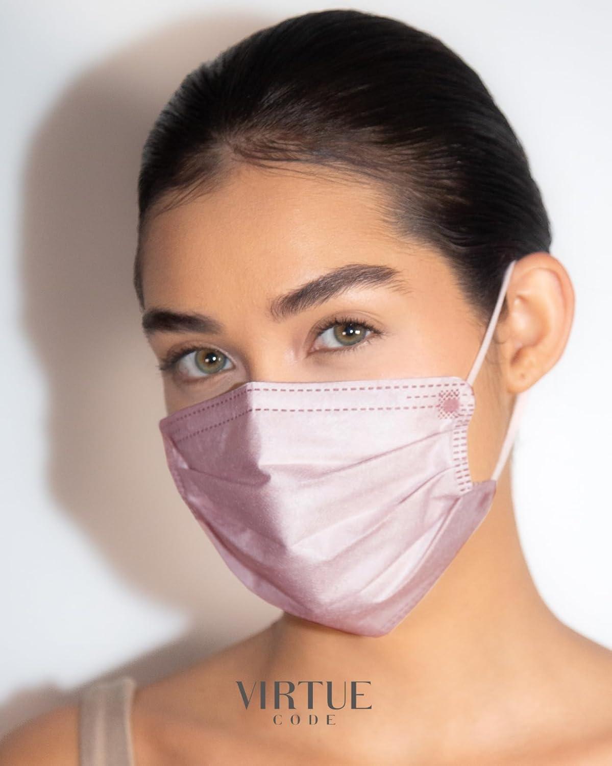 image:imageVIRTUE CODE On The Go Curved Face Masks Soft 3 Ply Comfort 50 Disposable Face MasksPink