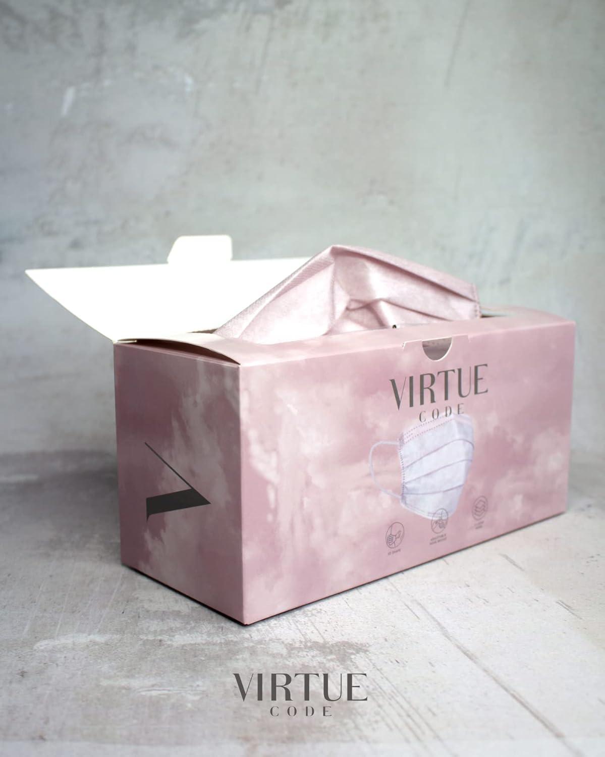 image:imageVIRTUE CODE On The Go Curved Face Masks Soft 3 Ply Comfort 50 Disposable Face MasksPink