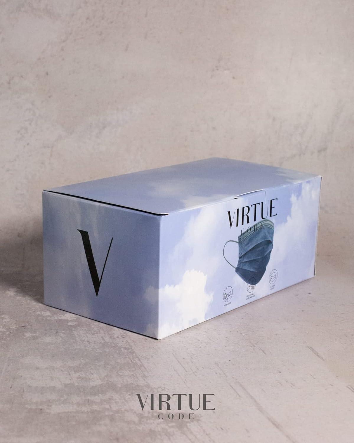 image:imageVIRTUE CODE Seamless Essentials Face Masks Soft 3 Ply Comfort 50 Disposable Face MasksBlues