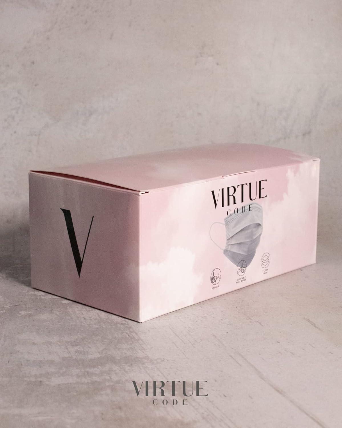 image:imageVIRTUE CODE Seamless Essentials Face Masks Soft 3 Ply Comfort 50 Disposable Face MasksConcrete Rose