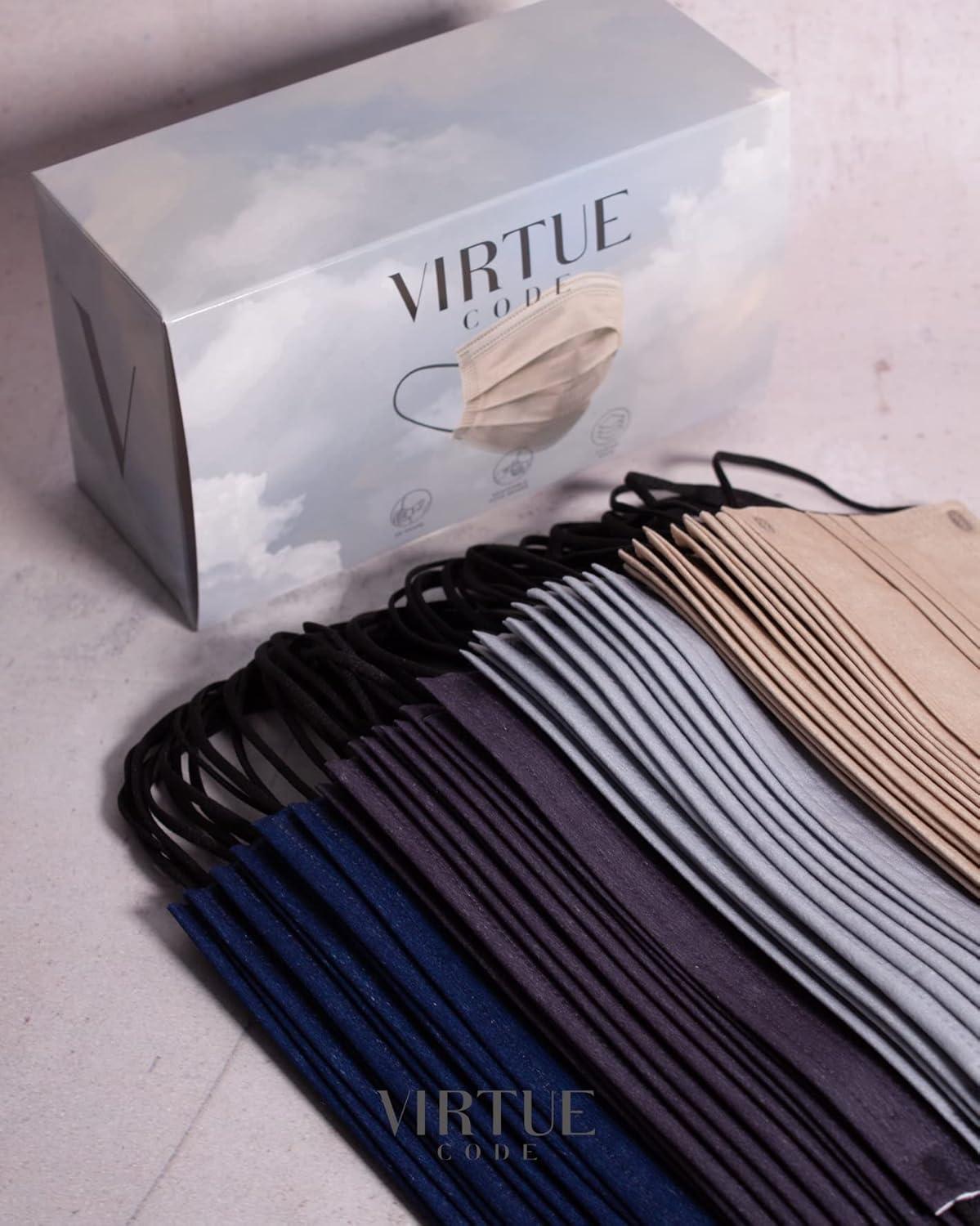 image:imageVIRTUE CODE Support Face Masks  Soft 3 Ply Comfort Face Masks Colorful Disposable Face Mask 50 Pack Grey Beige Navy Blue Colored Masks Adults Mens and Womens Disposable Face MasksTwilight