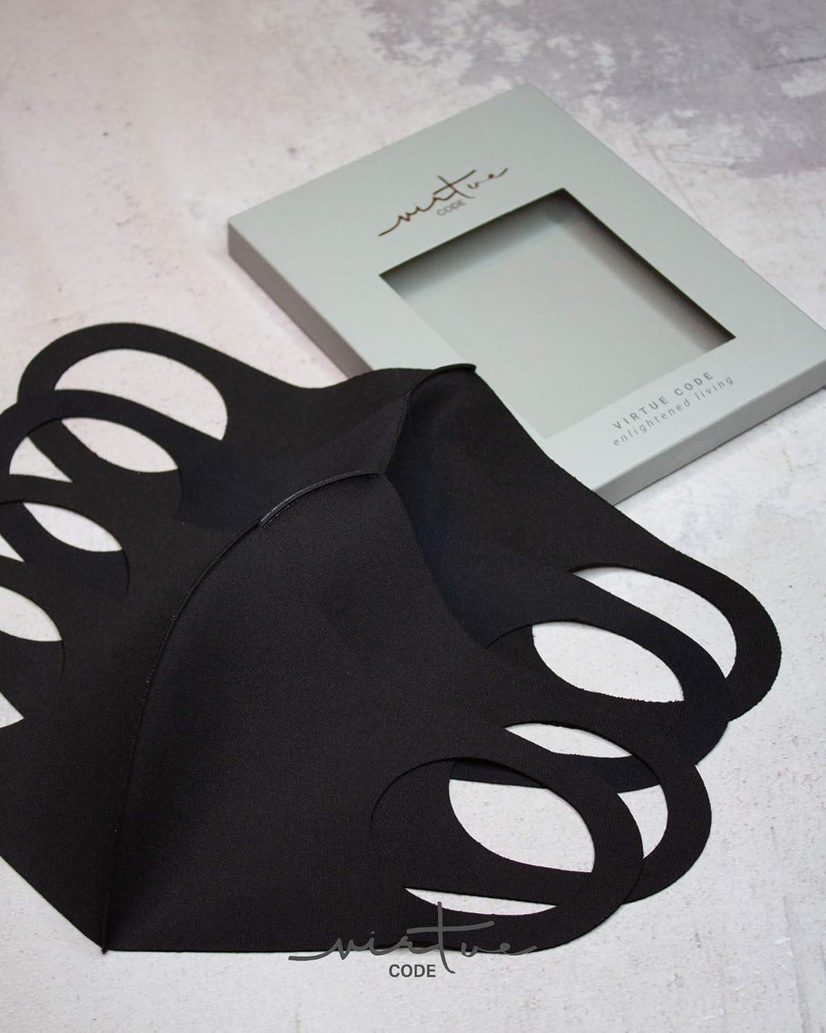image:imageVirtue Code Second Skin Cloth Face Mask Pack 4 Buttery Soft Masks Washable FabricBlack