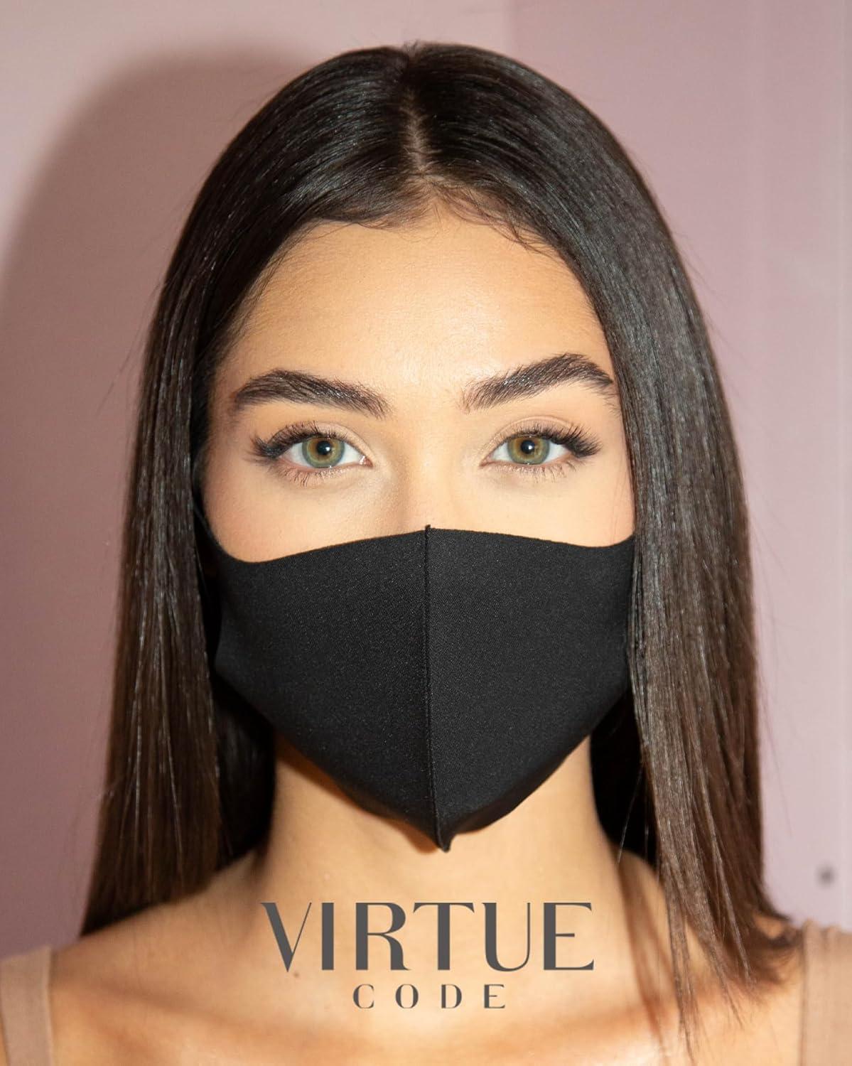image:imageVirtue Code Second Skin Cloth Face Mask Pack 4 Buttery Soft Masks Washable FabricBlack