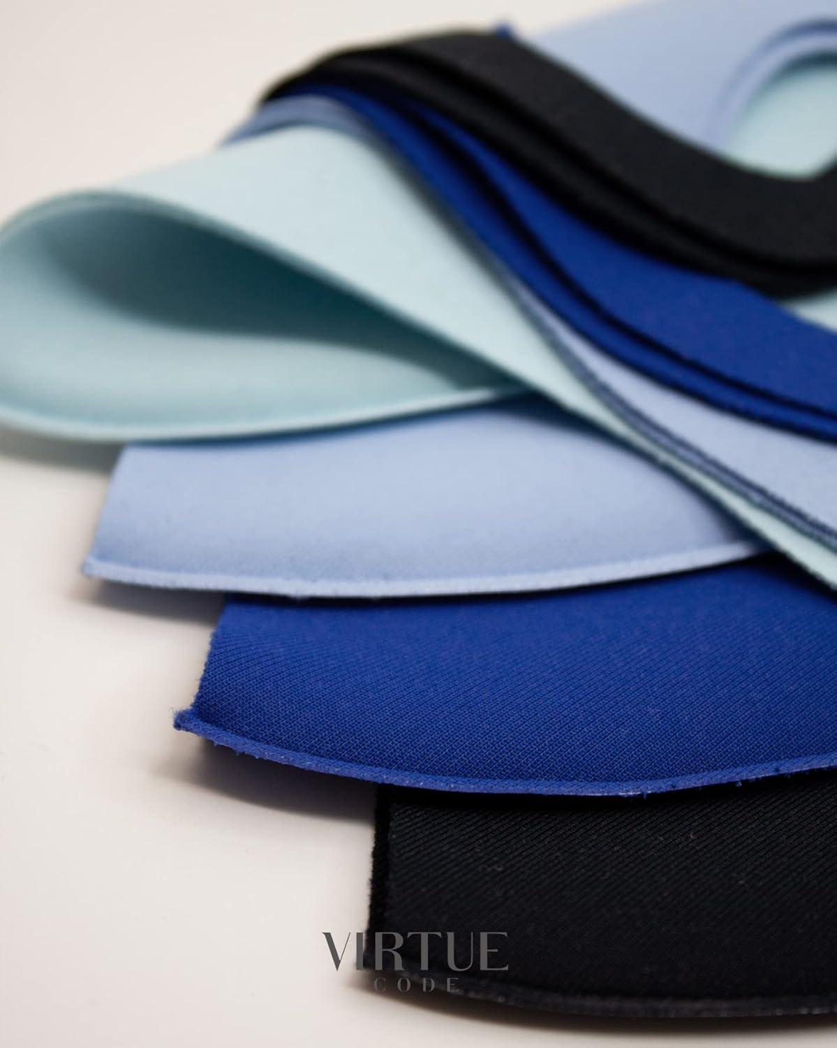 image:imageVirtue Code Second Skin Cloth Face Mask Pack 4 Buttery Soft Masks Washable FabricBlues