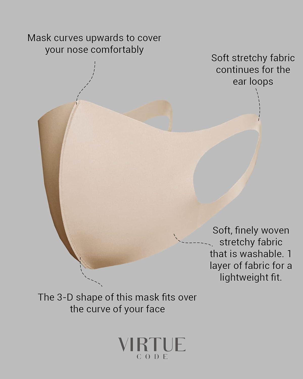 image:imageVirtue Code Second Skin Cloth Face Mask Pack 4 Buttery Soft Masks Washable FabricDesert Rose
