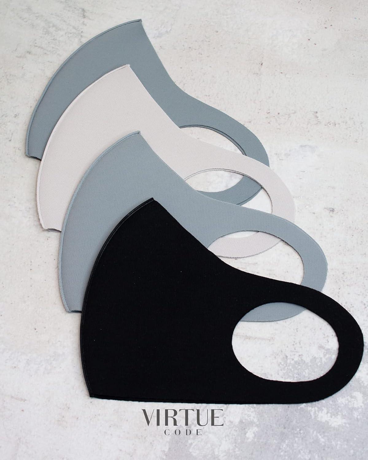 image:imageVirtue Code Second Skin Cloth Face Mask Pack 4 Buttery Soft Masks Washable FabricGreys