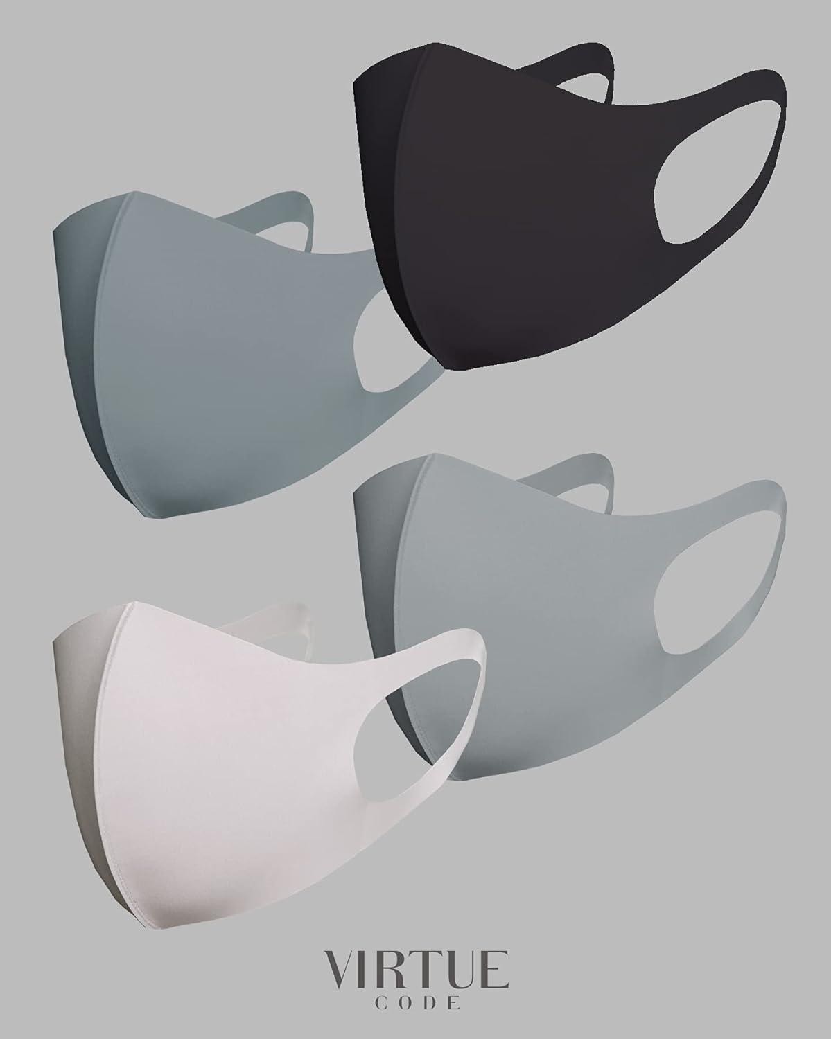 image:imageVirtue Code Second Skin Cloth Face Mask Pack 4 Buttery Soft Masks Washable FabricGreys