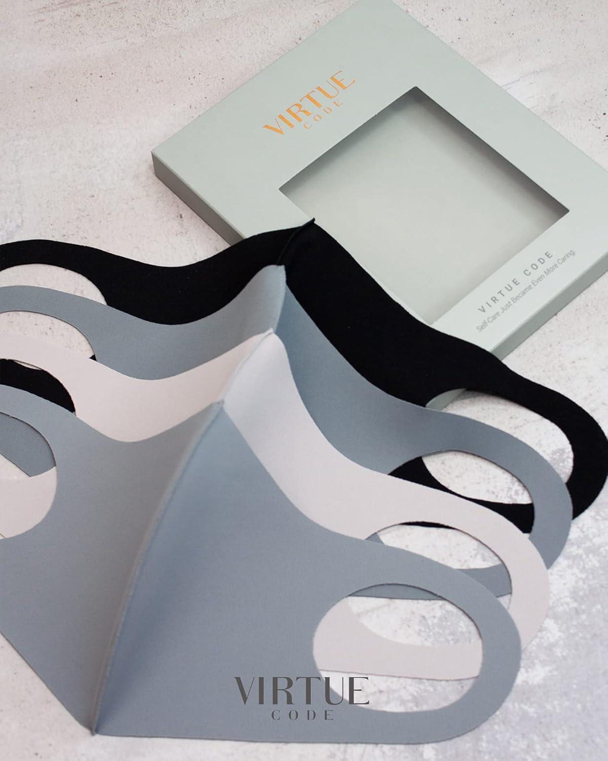 image:imageVirtue Code Second Skin Cloth Face Mask Pack 4 Buttery Soft Masks Washable FabricGreys