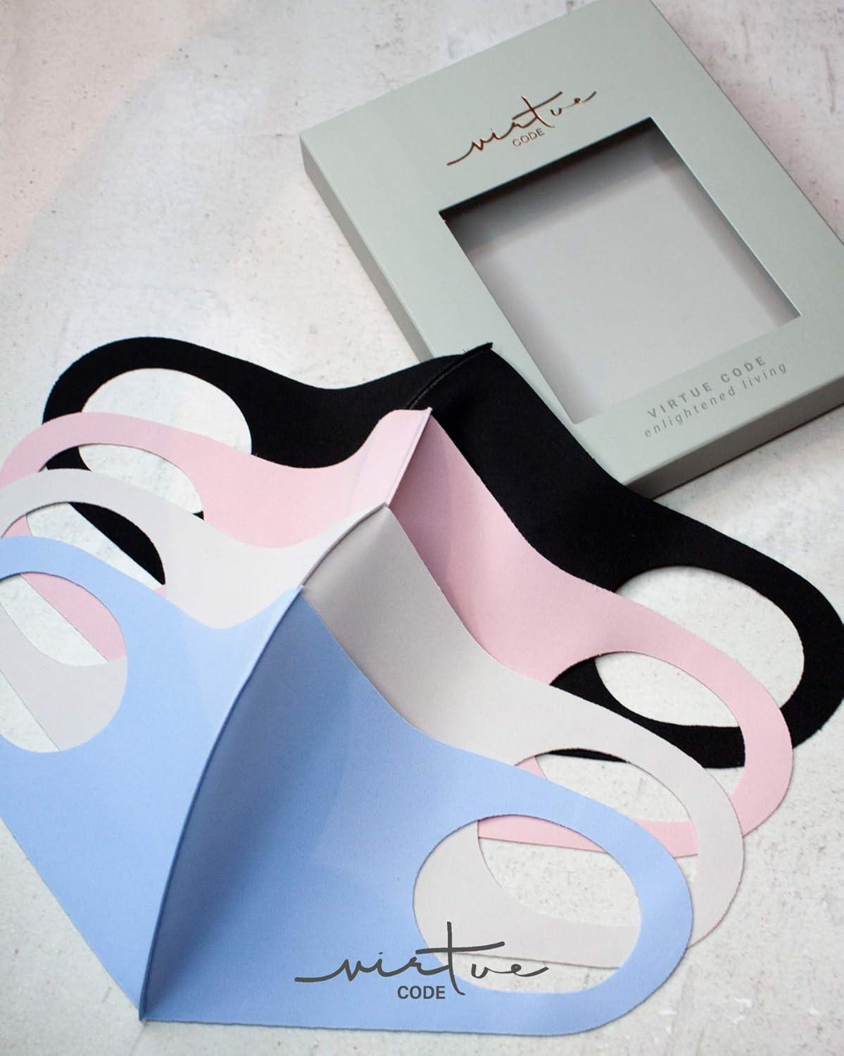 image:imageVirtue Code Second Skin Cloth Face Mask Pack 4 Buttery Soft Masks Washable FabricMulti