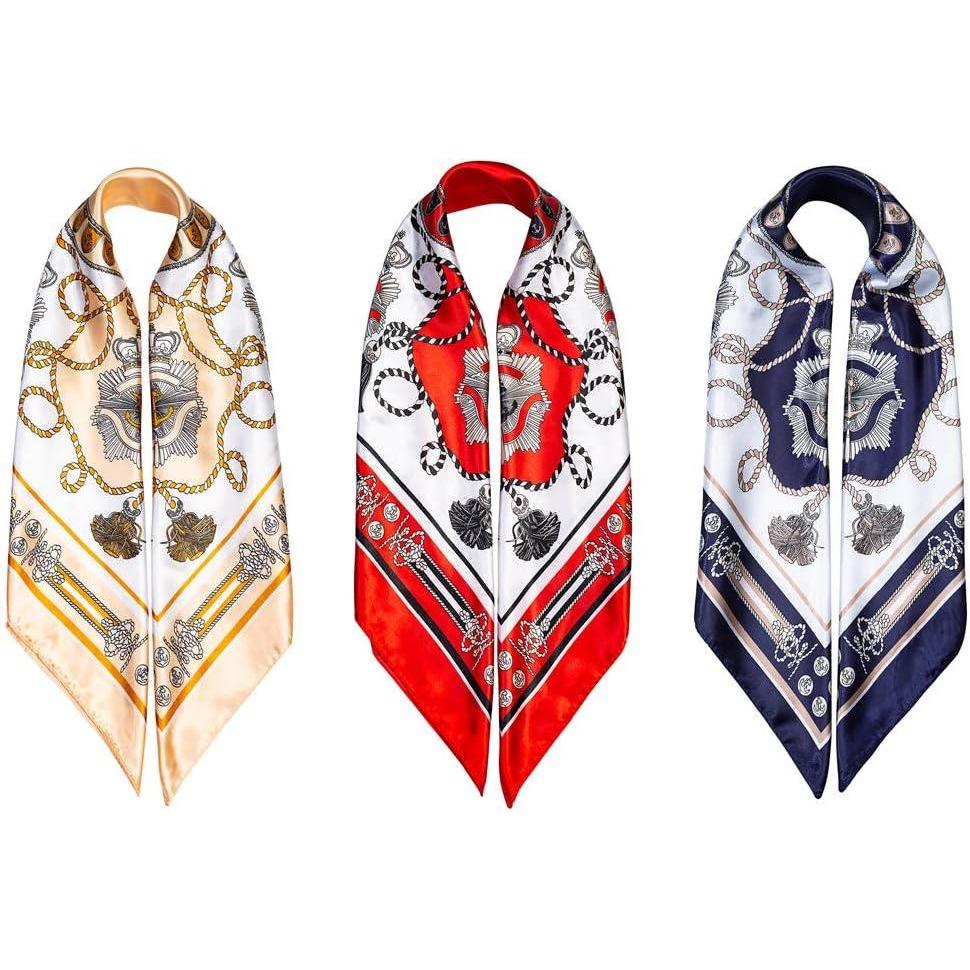 image:imagePAGE ONE 35x35 Silky Neck Scarf Womens Fashion Pattern Large Square Neck Scarf3pack FLWA