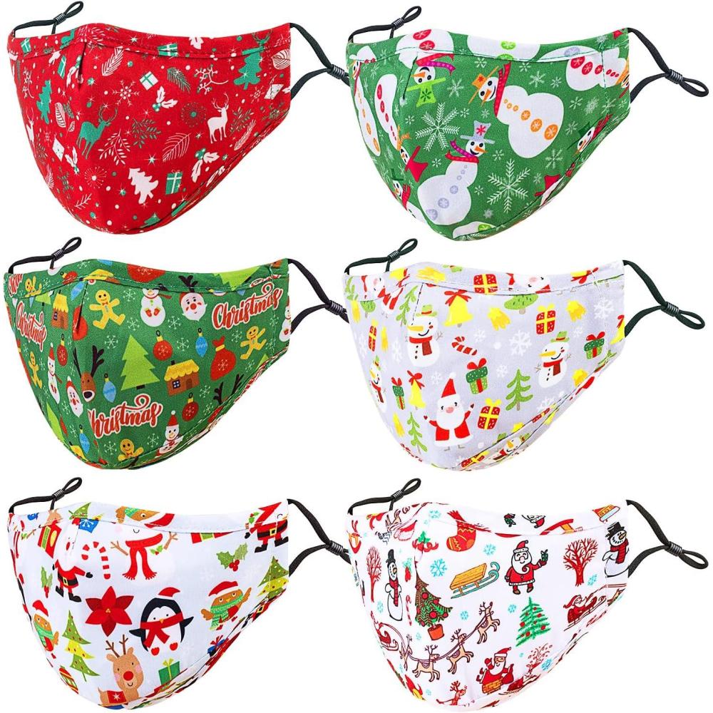 image:imagePAGE ONE Christmas Kids Face Masks Washable Reusable Cute Funny Boys Girls Cloth Face Mask with Adjustable Earloops6PC