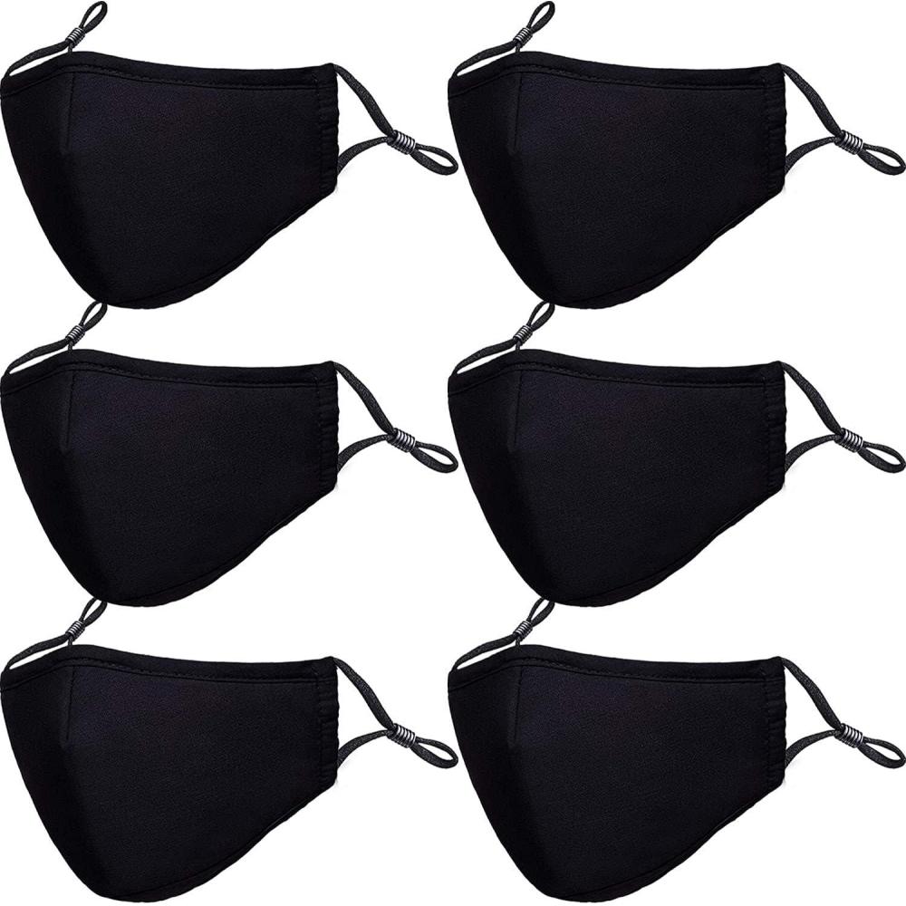 image:imagePAGE ONE Reusable Cloth Face Masks Washable Adjustable Breathable Cotton Face Mask for Women Men6PC blackBlack