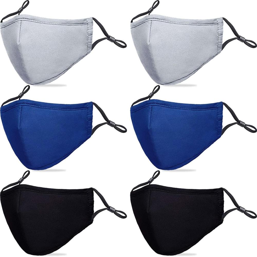 image:imagePAGE ONE Reusable Cloth Face Masks Washable Adjustable Breathable Cotton Face Mask for Women Men6PC blackGray Black Navy