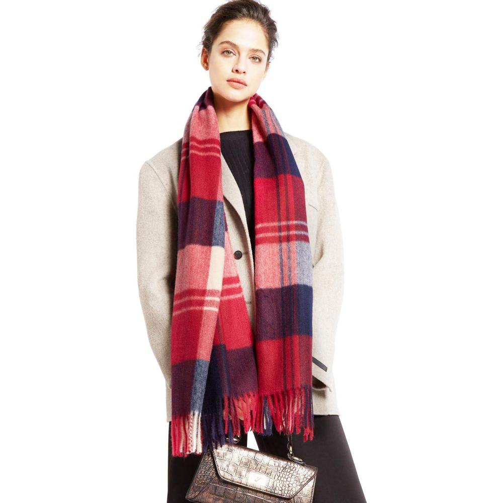 image:imagePAGE ONE Winter Womens big size Plaid Pashmina Scarfsoft warm Cashmere Shawl Scarfs for WomenWine red plaid