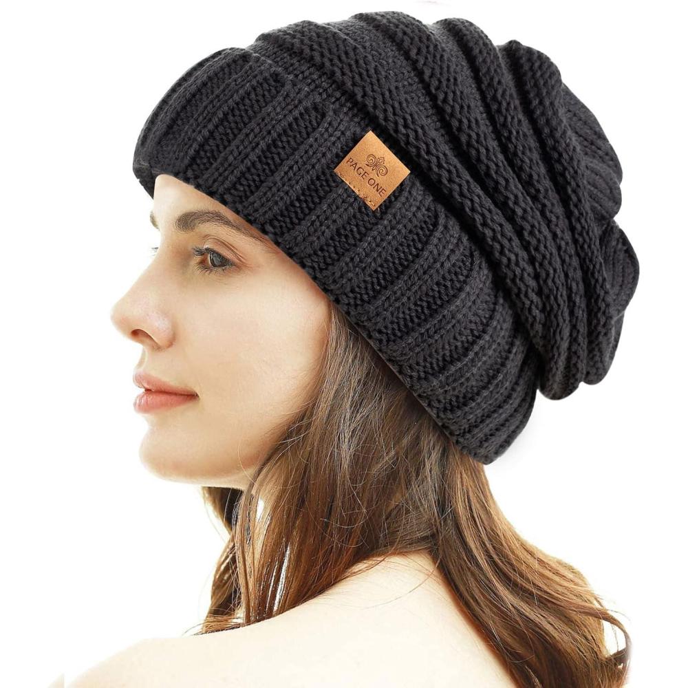 image:imagePAGE ONE Womens Winter Beanie Warm Cable Knit Hat Style Stretch Trendy Ribbed Chunky CapDark Gray
