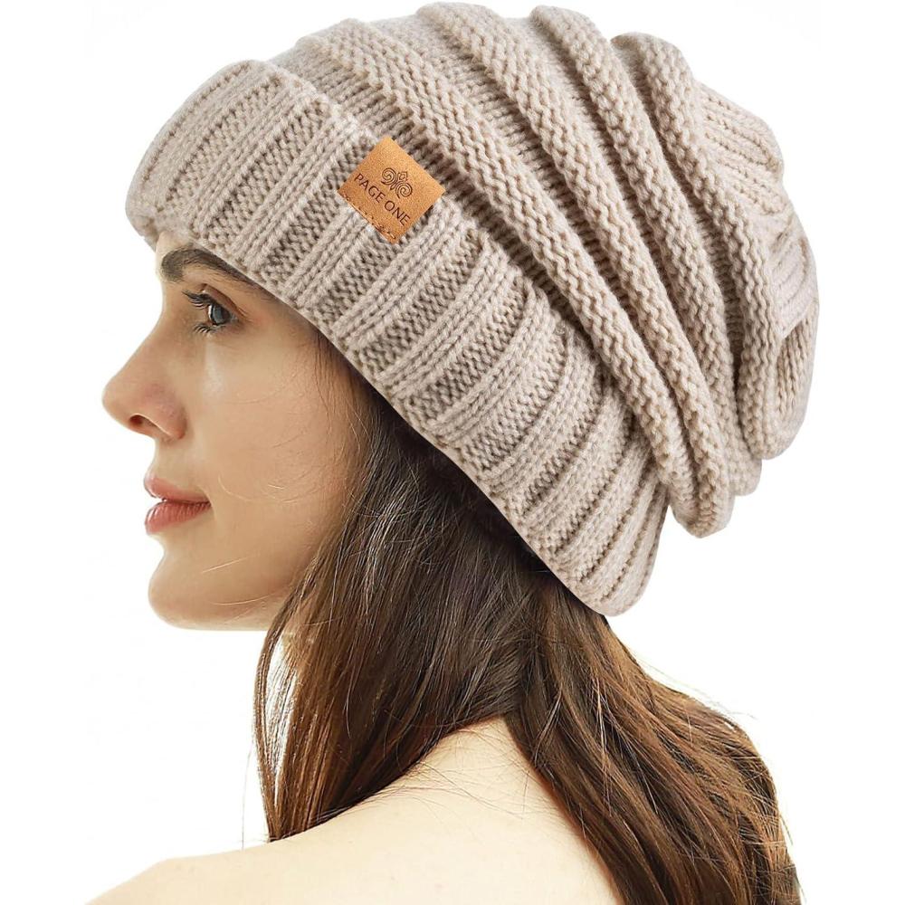 image:imagePAGE ONE Womens Winter Beanie Warm Cable Knit Hat Style Stretch Trendy Ribbed Chunky CapOatmeal