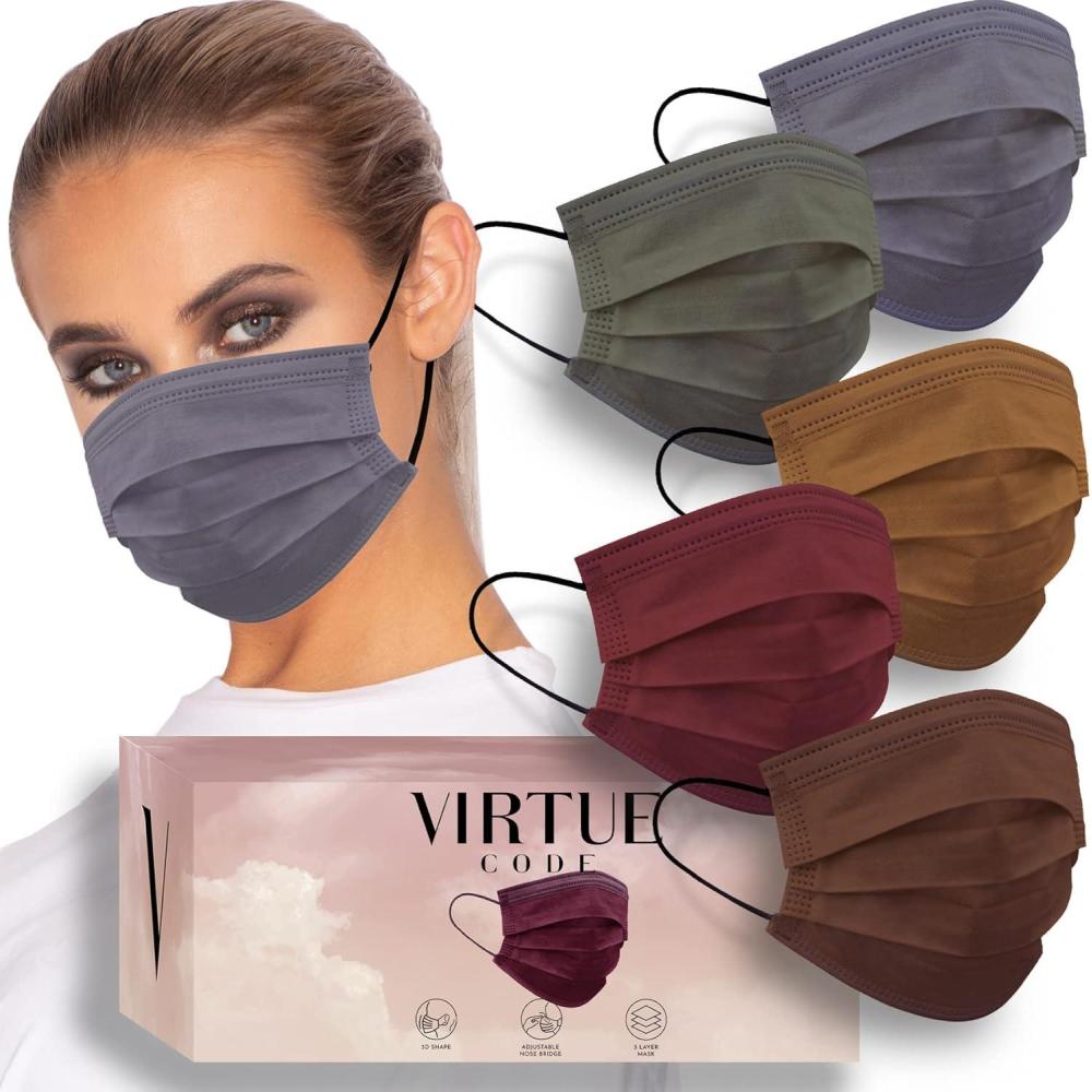 image:imageVIRTUE CODE Balance Face Masks Soft 3 Ply Comfort Disposable Face MasksEarth Tones