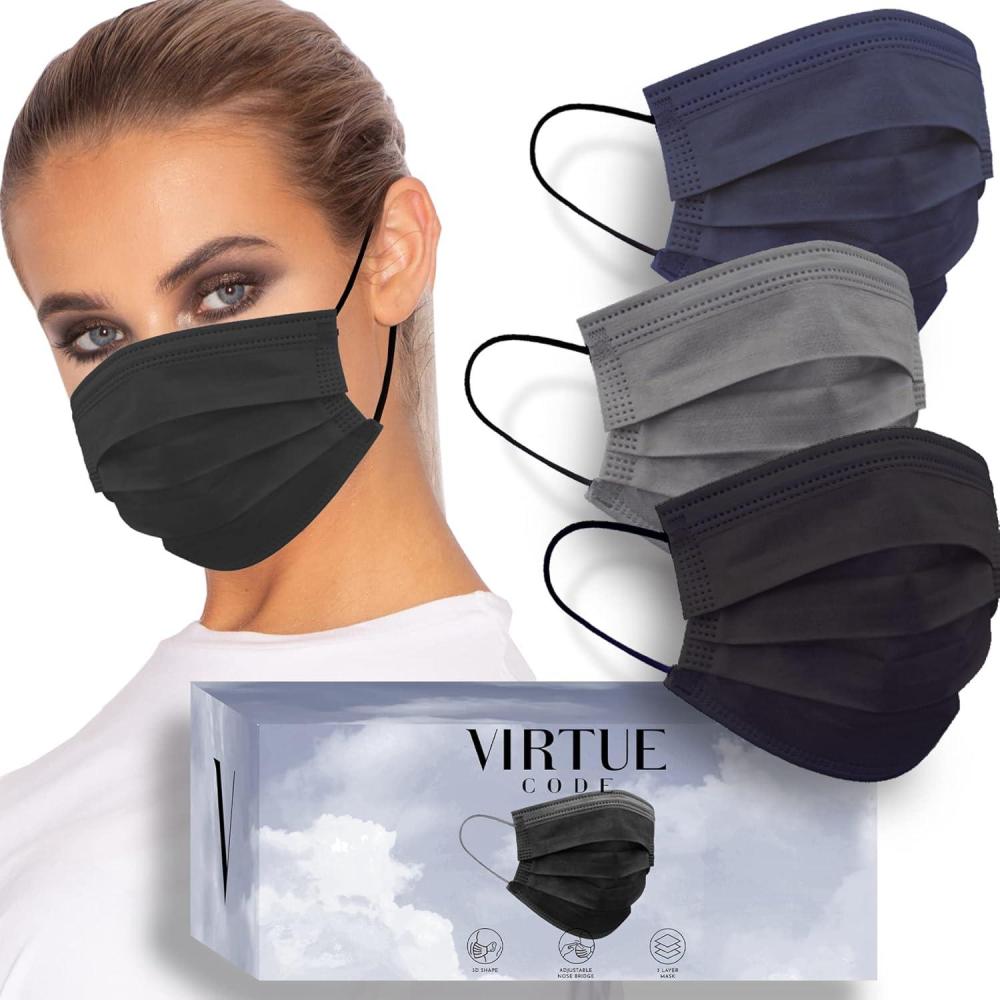 image:imageVIRTUE CODE Seamless Essentials Face Masks Soft 3 Ply Comfort 50 Disposable Face MasksTwilight