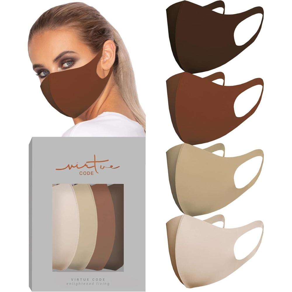 image:imageVirtue Code Second Skin Cloth Face Mask Pack 4 Buttery Soft Masks Washable FabricDesert Rose