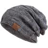 image:imagePAGE ONE Mens Winter Slouchy Beanie Warm Fleece Lined Skull Cap Baggy Cable Knit HatGray