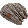 image:imagePAGE ONE Mens Winter Slouchy Beanie Warm Fleece Lined Skull Cap Baggy Cable Knit HatKhaki