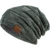 image:imagePAGE ONE Mens Winter Slouchy Beanie Warm Fleece Lined Skull Cap Baggy Cable Knit HatLight Green