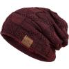 image:imagePAGE ONE Mens Winter Slouchy Beanie Warm Fleece Lined Skull Cap Baggy Cable Knit HatWine Red