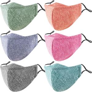 PAGE ONE Adult Cloth Reusable Face Masks Washable Comfortable Breathable Adjustable Fabric Face Mask/6PC