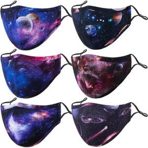 PAGE ONE Kids Face Masks Washable Reusable Cute Funny Boys Girls Cloth Face Mask with Adjustable Earloops/6PC